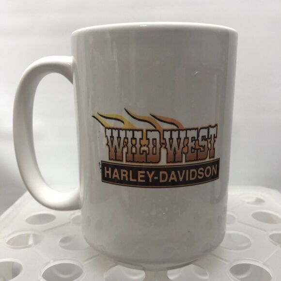 Wild West Harley Davidson Logo Coffee Tea Mug Flames Motorcycles Biker - Picture 3 of 6
